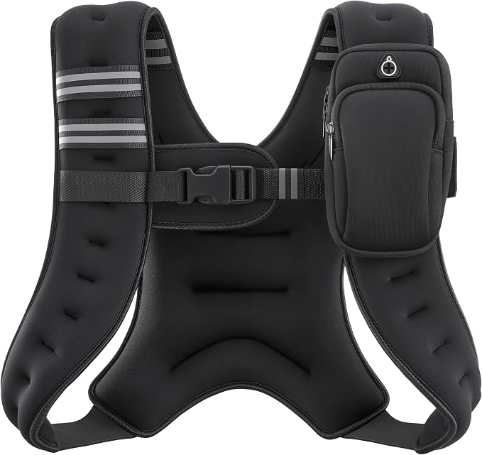 ZELUS Weighted Vest, 6lb/8lb/12lb/16lb/20lb/25lb/30lb Weight Vest with Reflective Stripe for Workout