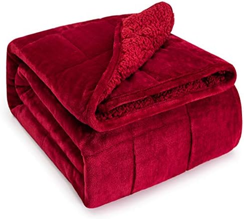 Wemore Weighted Blanket for Adults, 48 x 72, 15 lbs Twin, Sherpa Fleece Grey