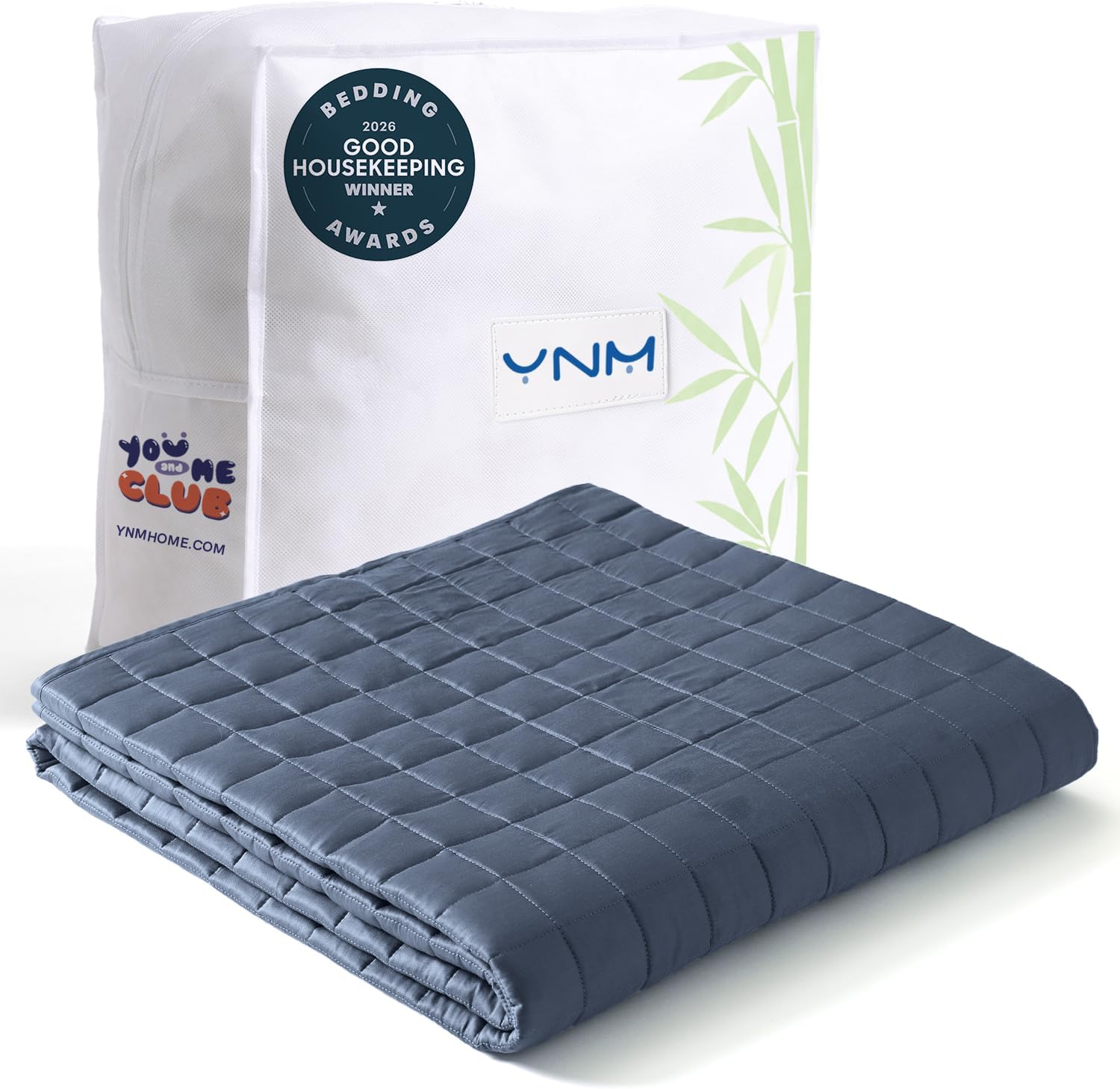 YnM Exclusive Cooling Weighted Blanket, Bed Blanket for One Person of 140lbs, Ideal for Twin/Full Bed (48x72 Inches, 15 Pounds, Blue Grey)